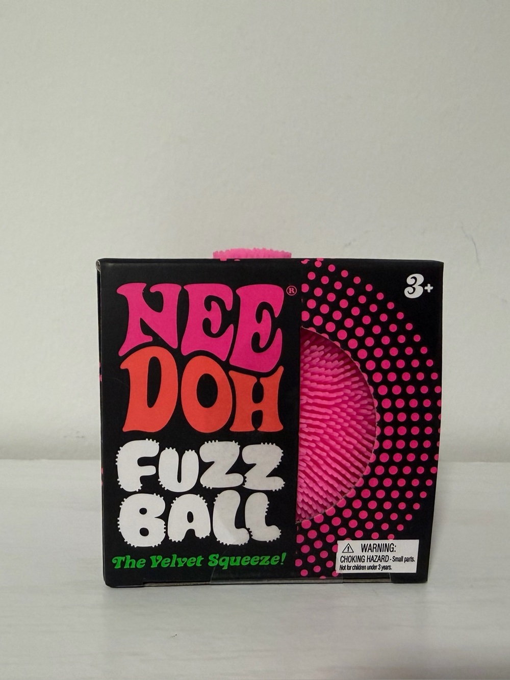 Needoh Fuzz Ball Pink Velvet Squeeze -New fidget toy squishy